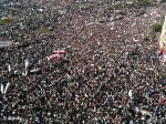 people at Tahrir Square Anti-Mubarak Demonstration day before the attack of secret police 2 feb